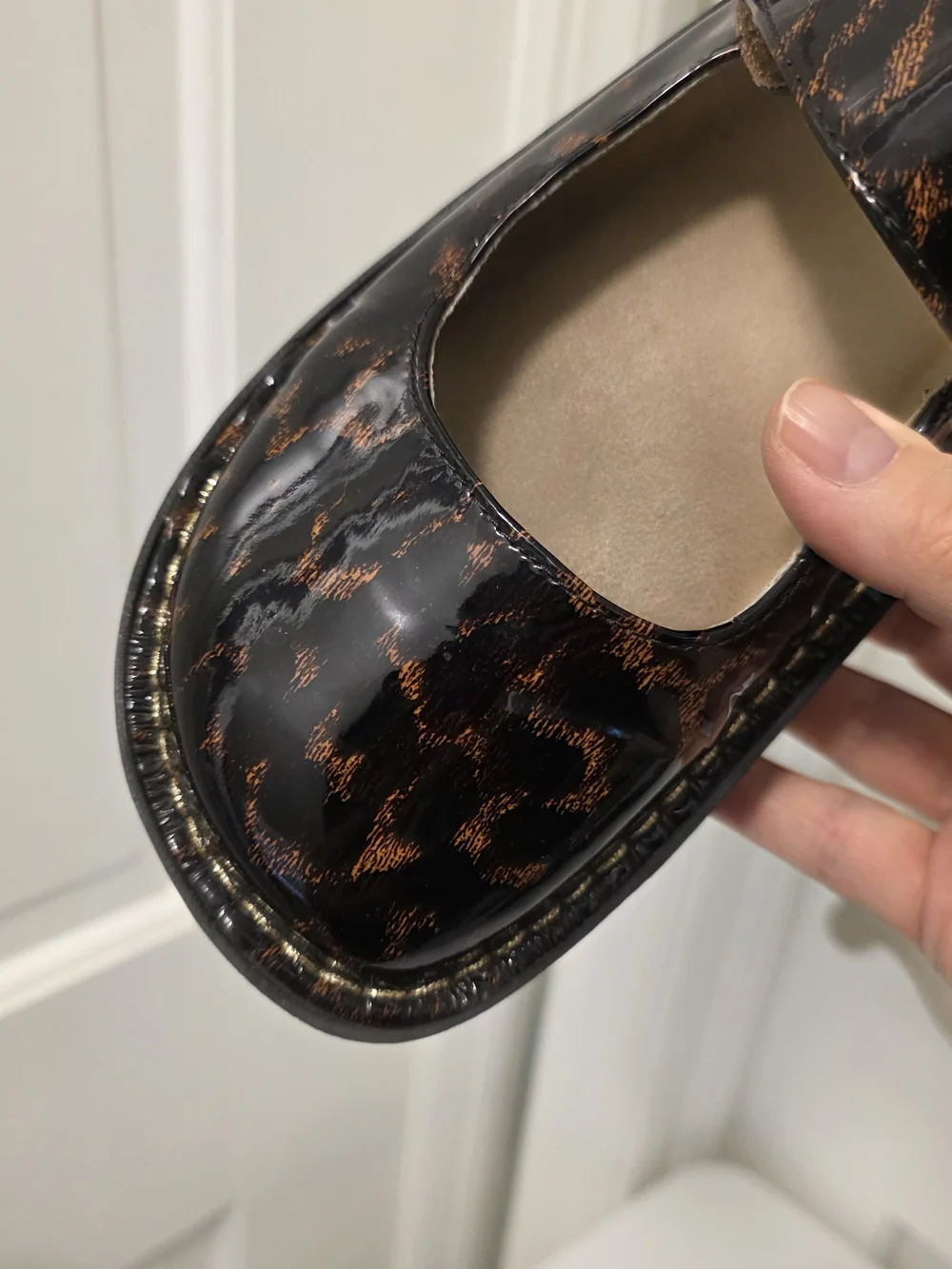 Alegria PAL-407 Cheetah Print Patent Leather Mary Jane Shoes Size 38/8 US